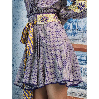 Bhanuni by Jyoti Decisive Yellow and Lilac Dream Purple Mini Skirt