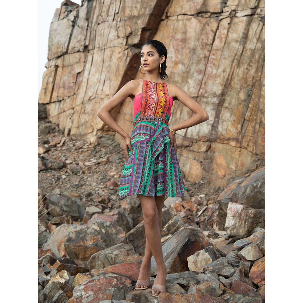 Bhanuni by Jyoti Women Printed Hot Pink Mini Dress