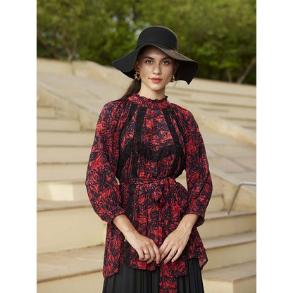 Bhanuni by Jyoti Imperial Red Printed Top