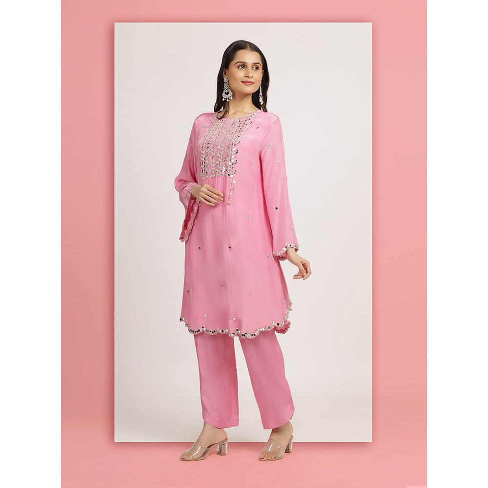 Bha-Sha Pink Rakhi Kurta With Pant