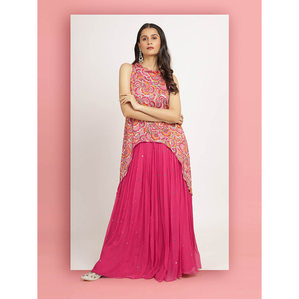 Bha-Sha Pink Alina Tunic With Lehengas