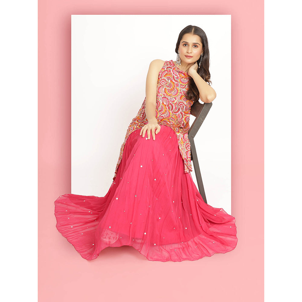 Bha-Sha Pink Alina Tunic With Lehengas