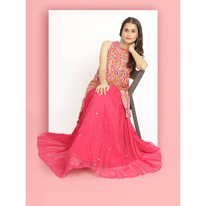 Bha-Sha Pink Alina Tunic With Lehengas