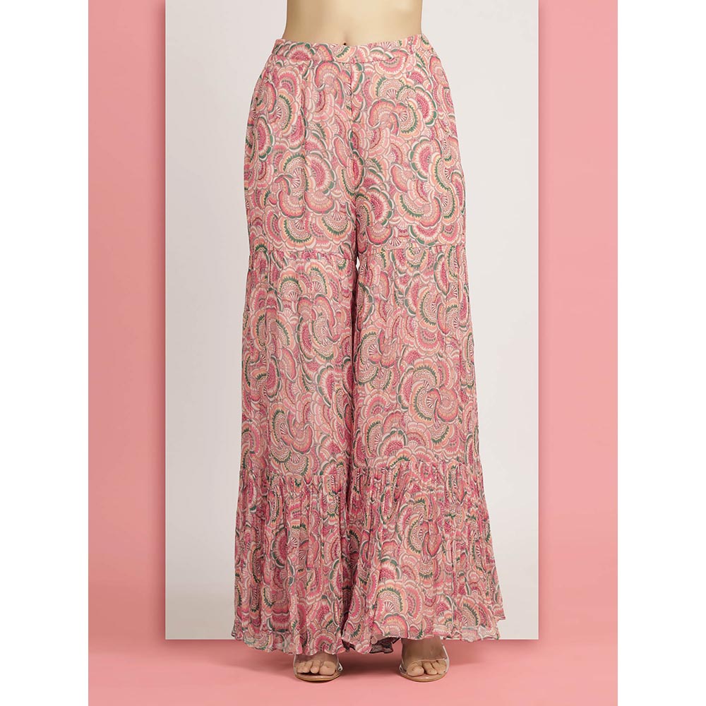 Bha-Sha Pink Mallika Sharara With Peplum Top And Dupatta