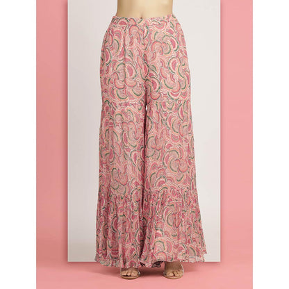 Bha-Sha Pink Mallika Sharara With Peplum Top And Dupatta