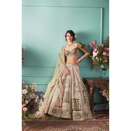 Jigar and Nikita Black and Green Blouse and Lehenga with Dupatta (Set of 3)