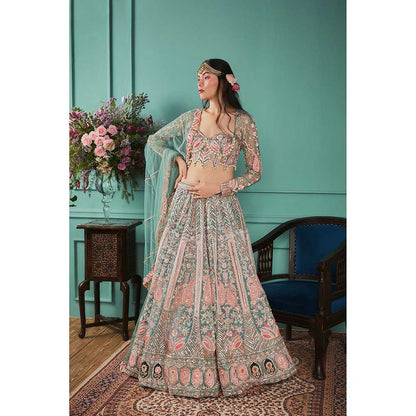 Jigar and Nikita Dark Green with French Floral Motifs (Set of 3)