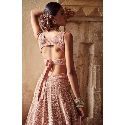 Jigar and Nikita Pale Pink Bridal Blouse and Lehenga with Dupatta (Set of 3)