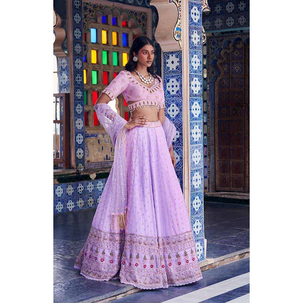 Jigar and Nikita Lilac Blouse and Lehenga with Dupatta (Set of 3)