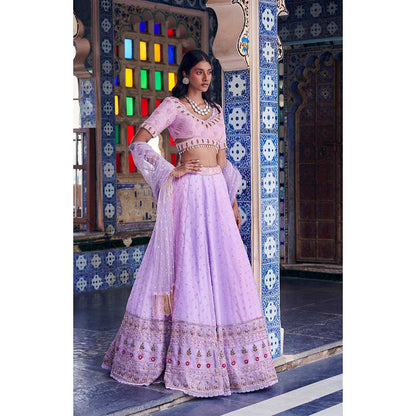 Jigar and Nikita Lilac Blouse and Lehenga with Dupatta (Set of 3)
