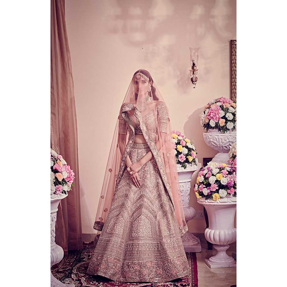 Jigar and Nikita Sage Green Blouse and Lehenga with Dupatta (Set of 3)