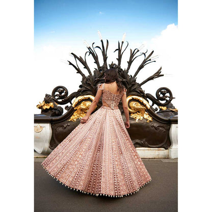 Jigar and Nikita Brown Lehenga with Blouse and Dupatta (Set of 3)