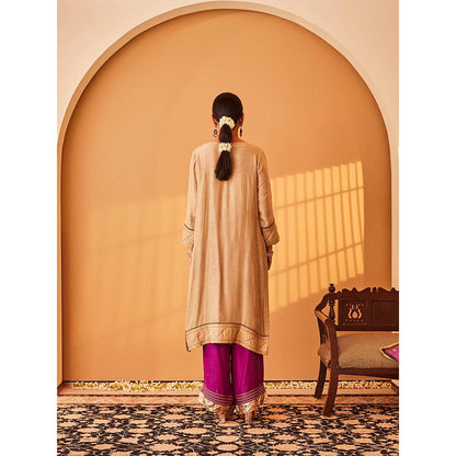 Bo Tree Beige Gul-E-Rana Kurta with Palazzo and Dupatta (Set of 3)