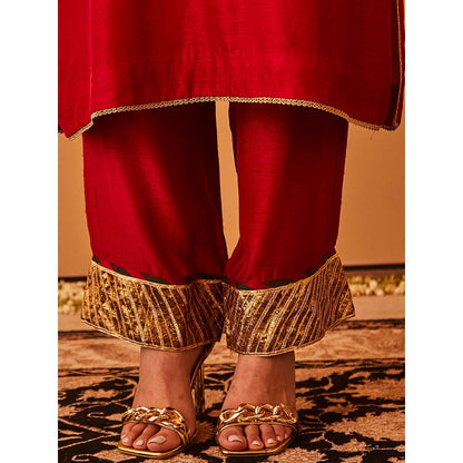 Bo Tree Red Roohaniyat Kurta with Pant (Set of 2)