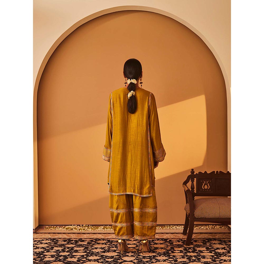 Bo Tree Mustard Gulzar Kurta with Palazzo and Dupatta (Set of 3)