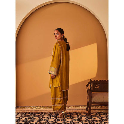 Bo Tree Mustard Gulzar Kurta with Palazzo and Dupatta (Set of 3)