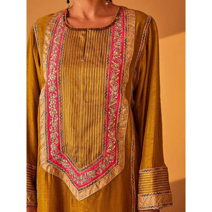 Bo Tree Mustard Gulzar Kurta with Palazzo and Dupatta (Set of 3)