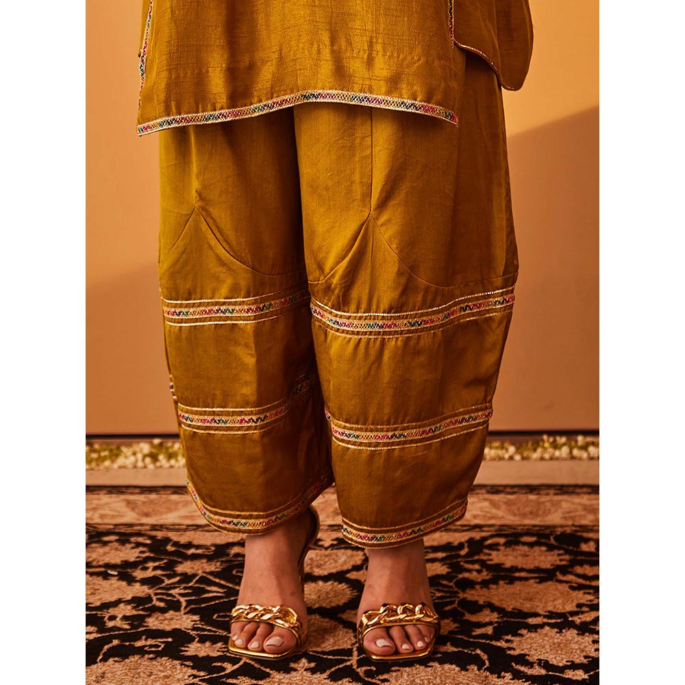 Bo Tree Mustard Gulzar Kurta with Palazzo and Dupatta (Set of 3)
