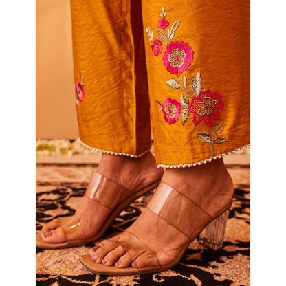 Bo Tree Yellow Sunera Kurta with Pant and Dupatta (Set of 3)