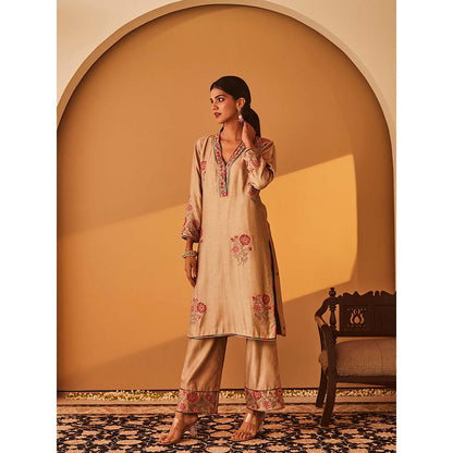 Bo Tree Beige Mahara Kurta with Pant and Dupatta (Set of 3)