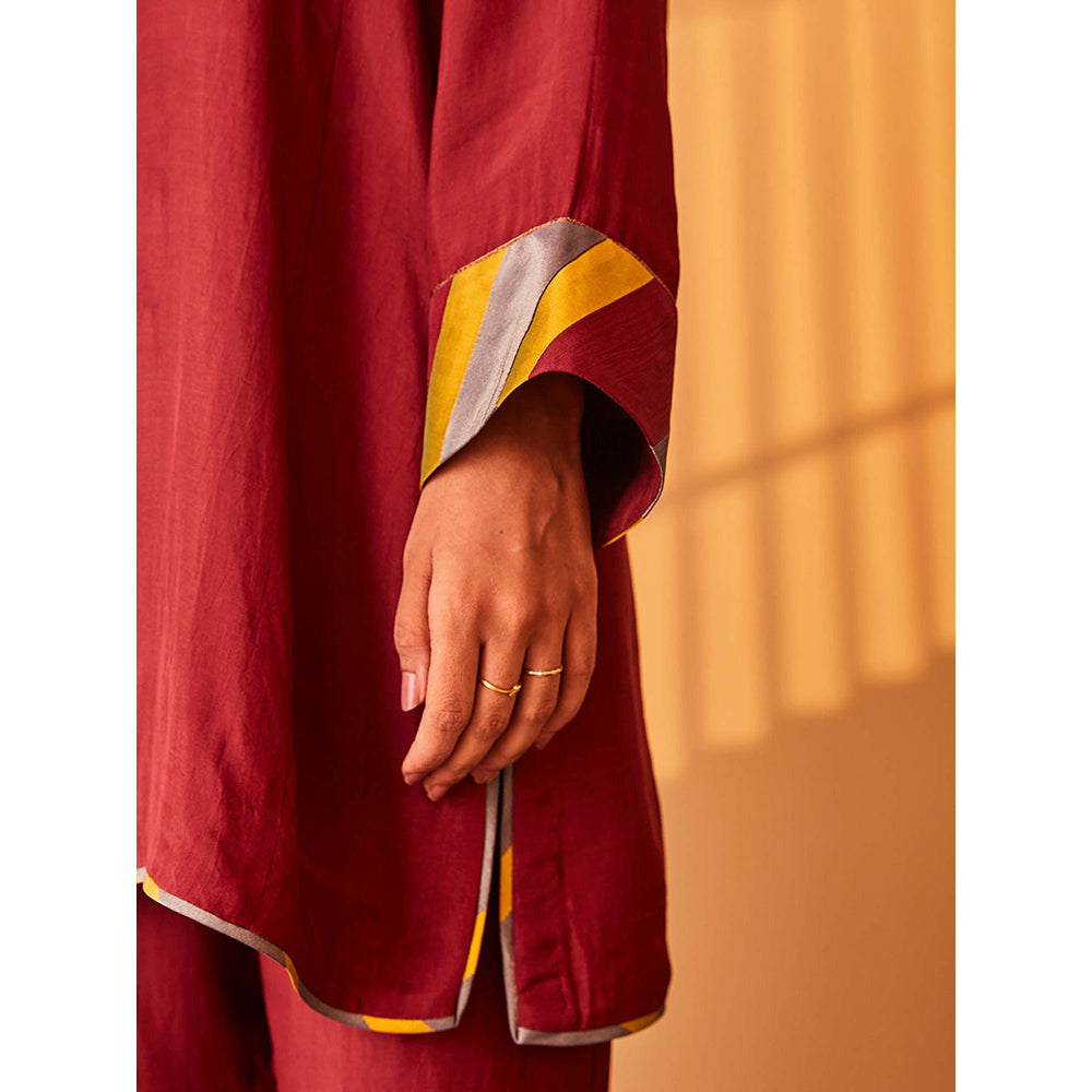 Bo Tree Maroon Rukhsaar Kurta with Pant (Set of 2)