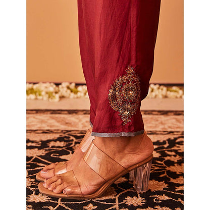 Bo Tree Maroon Rukhsaar Kurta with Pant (Set of 2)