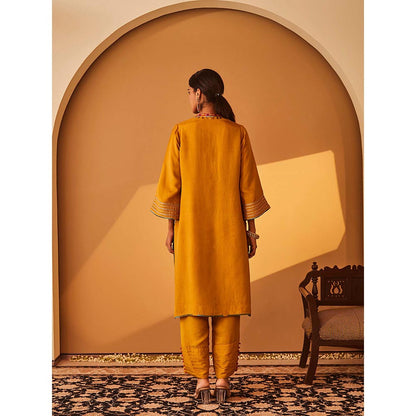 Bo Tree Yellow Sambul Kurta with Pant and Dupatta (Set of 3)