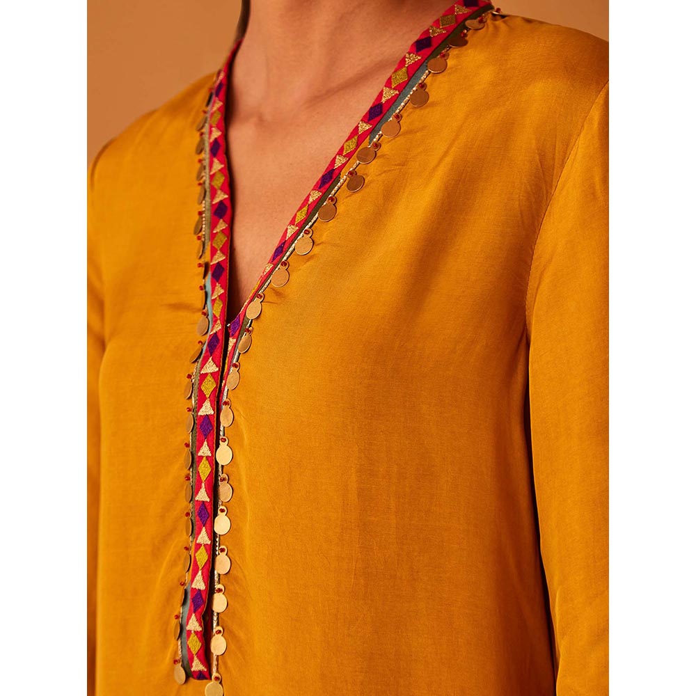Bo Tree Yellow Sambul Kurta with Pant and Dupatta (Set of 3)