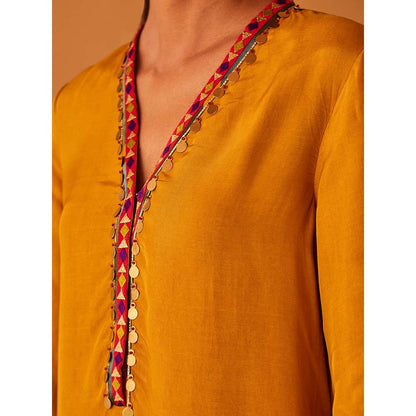 Bo Tree Yellow Sambul Kurta with Pant and Dupatta (Set of 3)