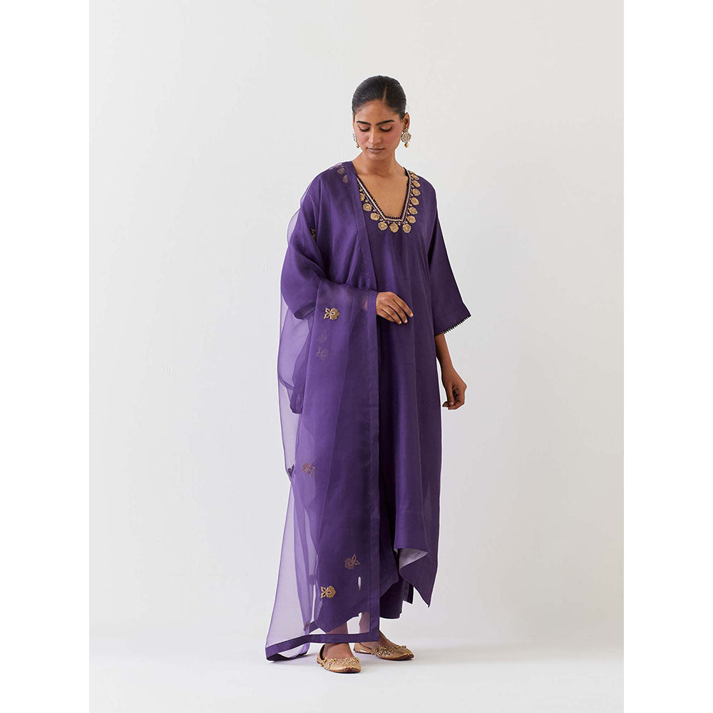 BRIH Purple Grape Embroidered Dupatta