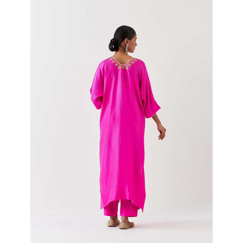 BRIH Pink Embroidered Kurta with Pant (Set of 2)
