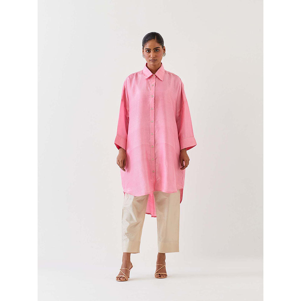 BRIH Pink Embroidered Kurta with Pant (Set of 2)