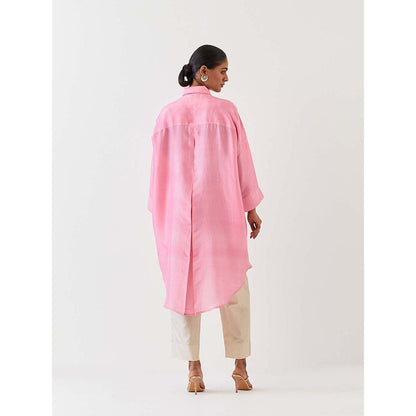 BRIH Pink Embroidered Kurta with Pant (Set of 2)