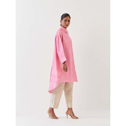 BRIH Pink Embroidered Kurta with Pant (Set of 2)