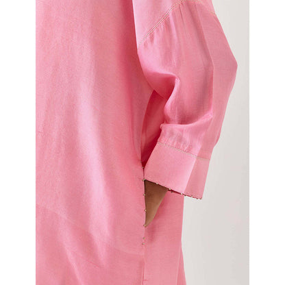 BRIH Pink Embroidered Kurta with Pant (Set of 2)