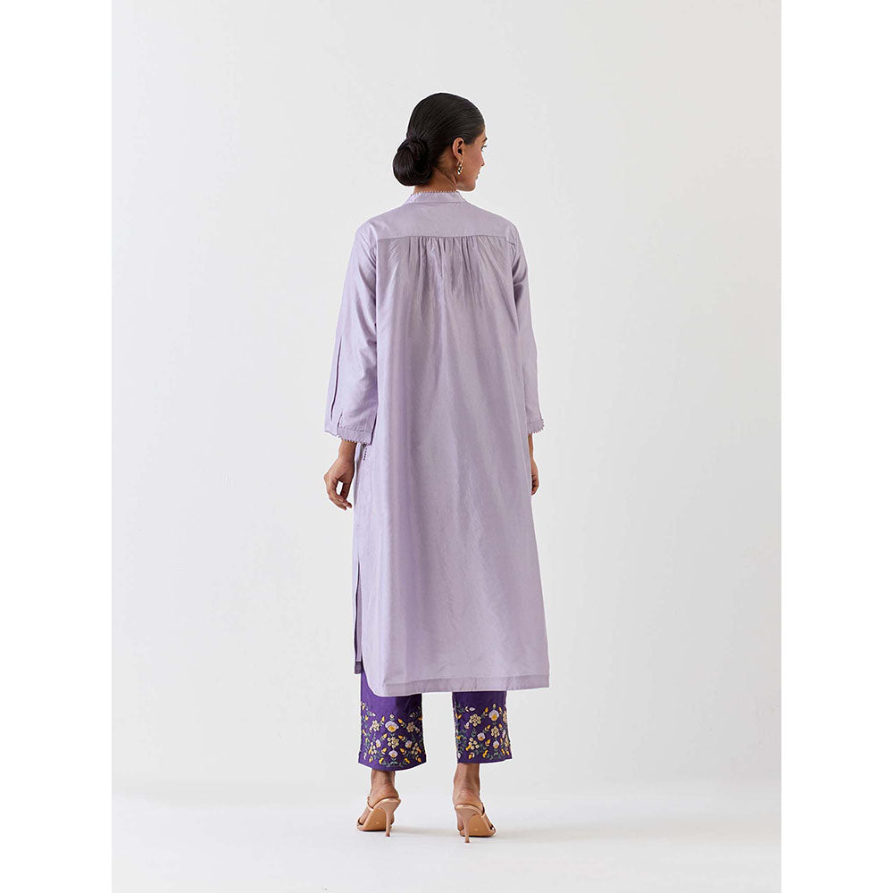 BRIH Purple Embroidered Kurta with Pant (Set of 2)
