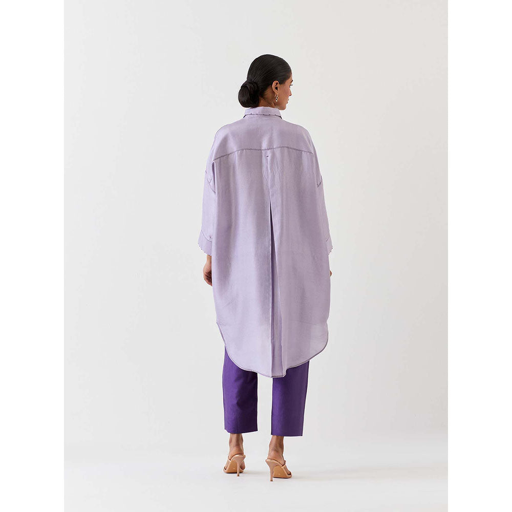 BRIH Purple Embroidered Kurta with Pant (Set of 2)