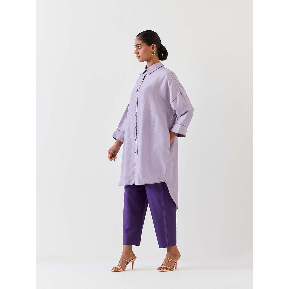 BRIH Purple Embroidered Kurta with Pant (Set of 2)