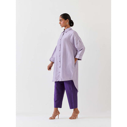 BRIH Purple Embroidered Kurta with Pant (Set of 2)
