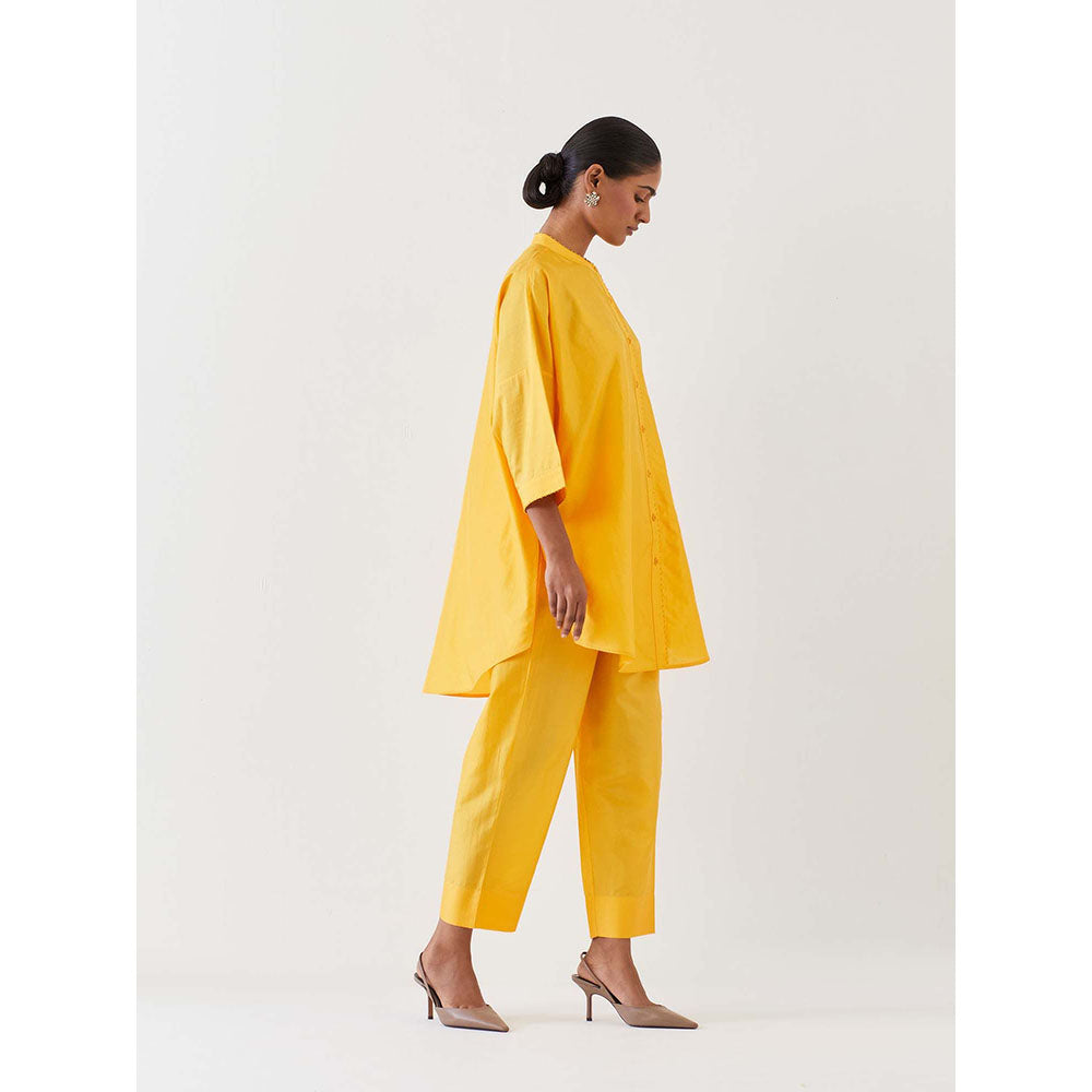BRIH Mango Yellow Embroidered Kurta with Pant (Set of 2)