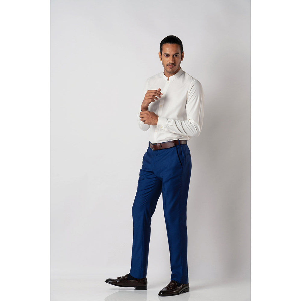 Bubber Blu Blanca Off White Chinese Collar Shirt