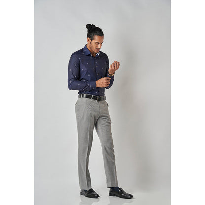 Bubber Blu Crew Navy Blue Yacht Printed Shirt