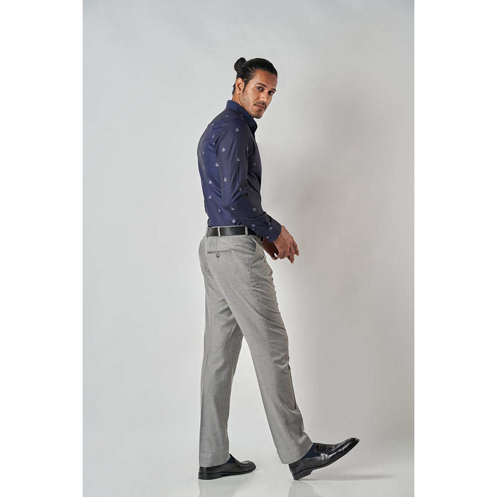Bubber Blu Crew Navy Blue Yacht Printed Shirt