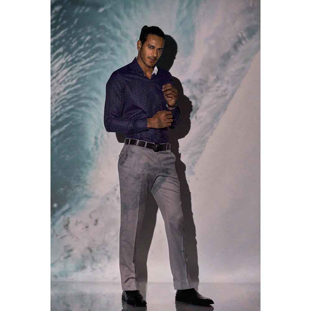 Bubber Blu Dunkirk Navy Calico Printed Shirt