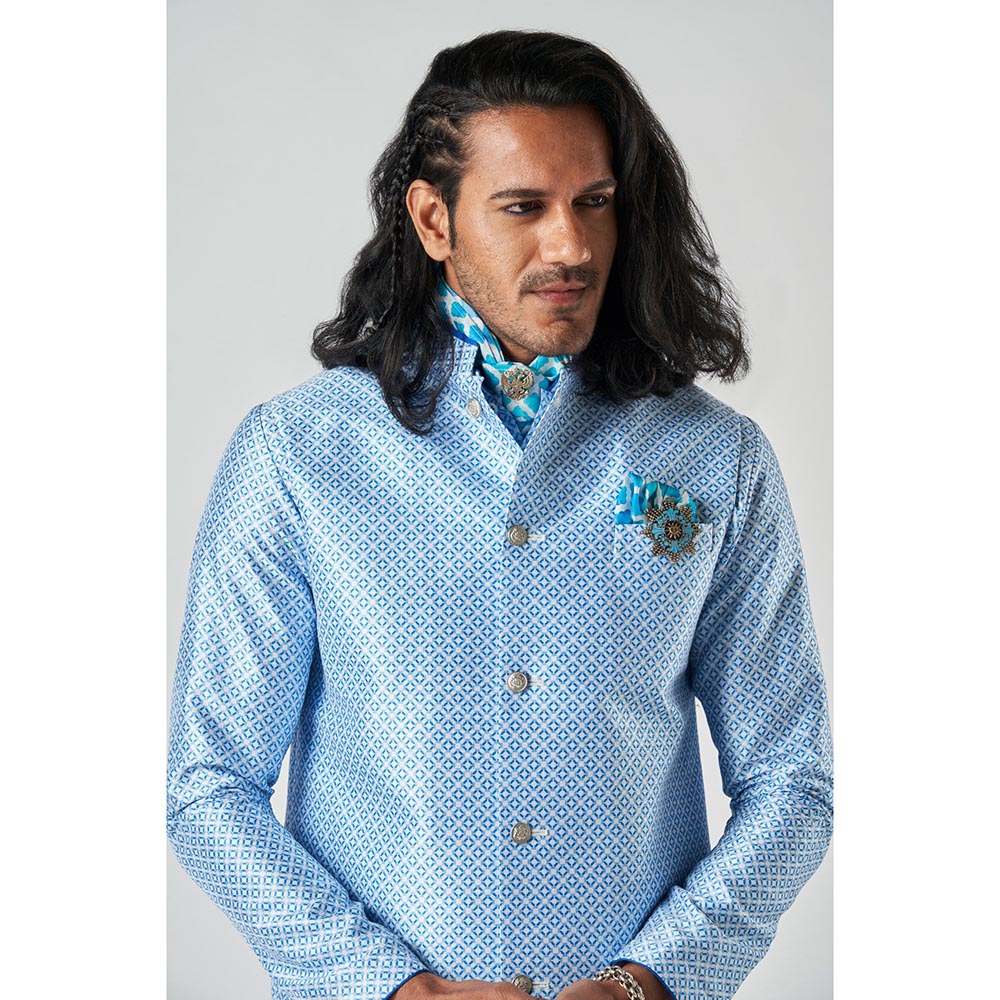 Bubber Blu Bastian Sky Compass Rose Light Blue Kurta
