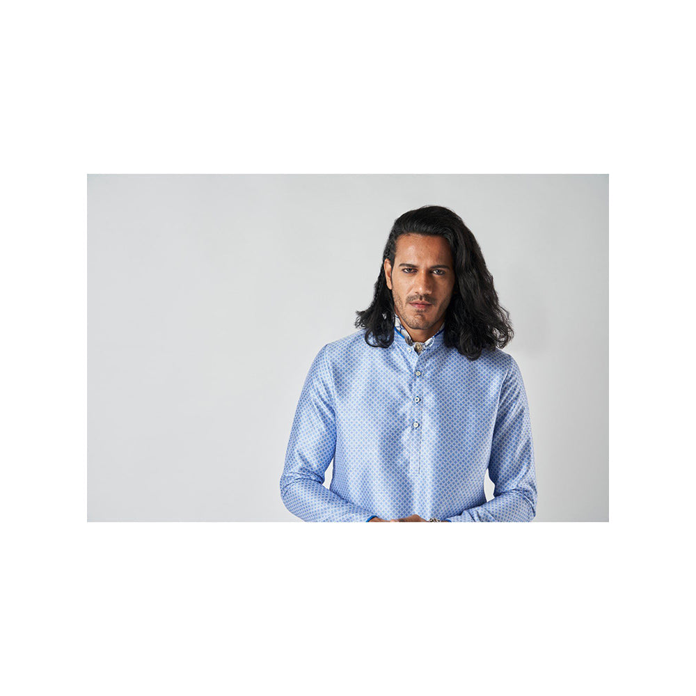 Bubber Blu Brenton White Cardinal Light Blue Kurta