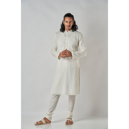 Bubber Blu Bradford Textured Off White Kurta