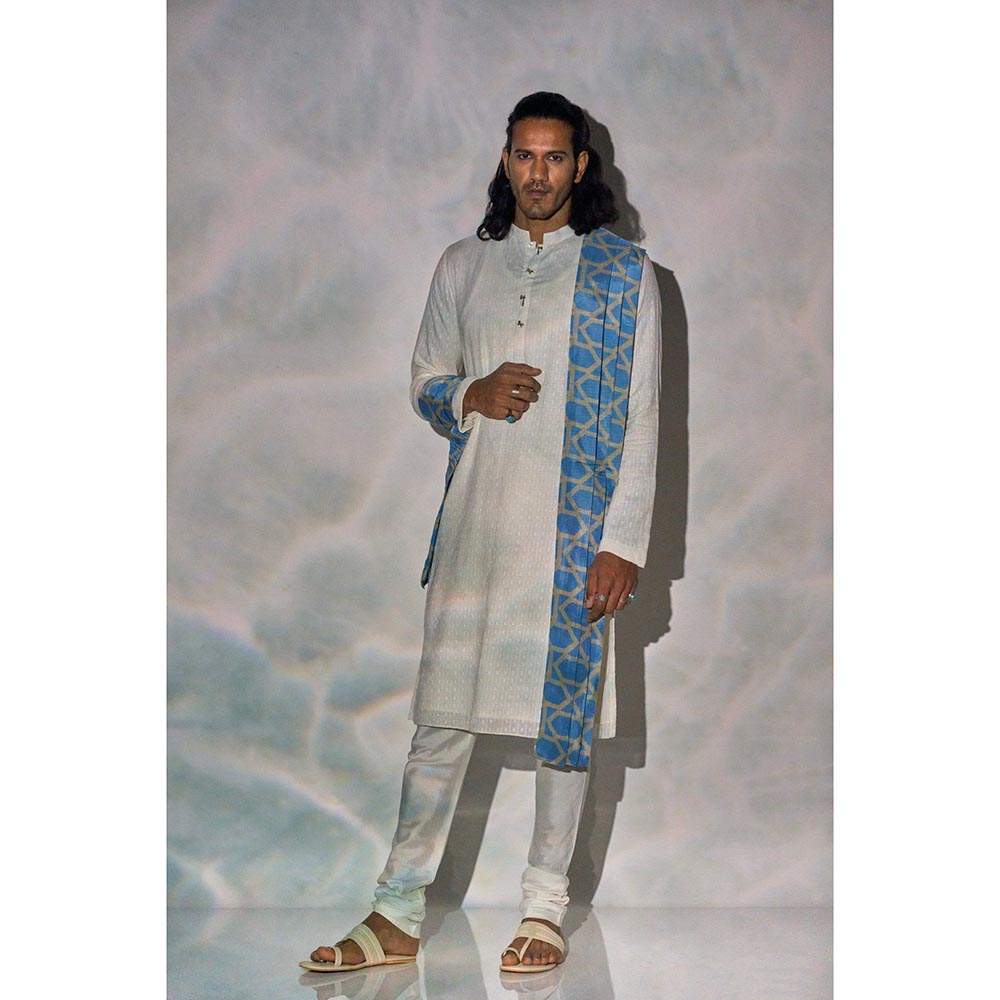 Bubber Blu Bradford Textured Off White Kurta