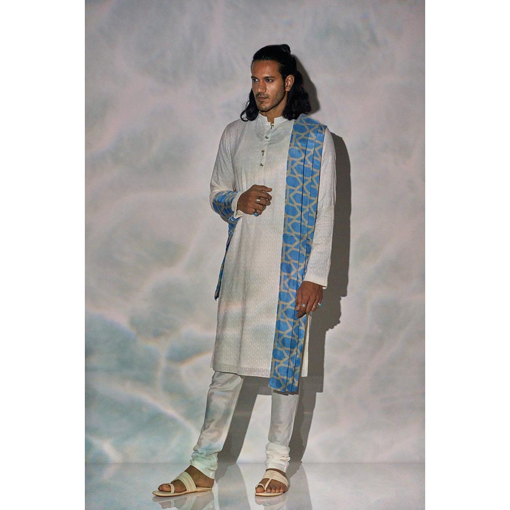Bubber Blu Bradford Textured Off White Kurta
