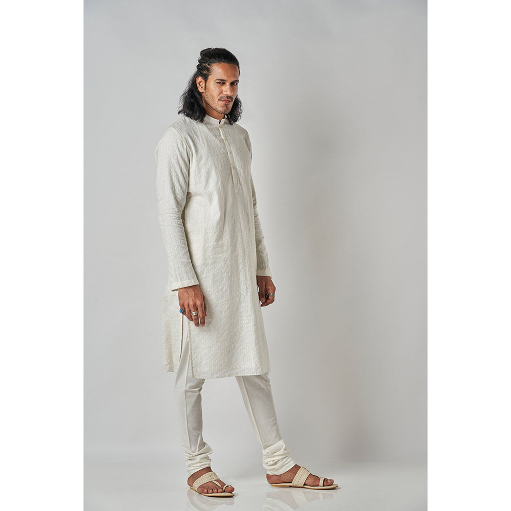 Bubber Blu Bradford Textured Off White Kurta